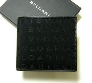 ブルガリ 31001 ロゴマニア 二つ折り 長財布 キャンバス/レザー ブラック