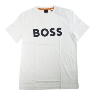 ヒューゴ・ボス Tシャツ 半袖 メンズ コットン Regular fit BOSSロゴ ホワイト XL